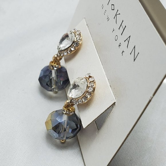 Ali Khan Hematite faceted glass bead with gold and rhinestone pierced … - Picture 3 of 12